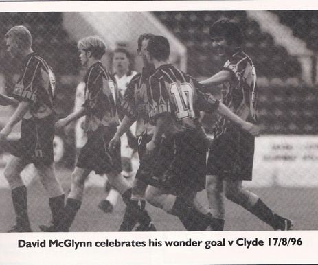 David McGlynn celebrates against Clyde