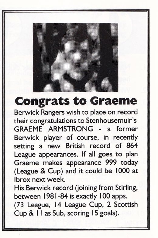 Graeme Armstrong Berwick Rangers