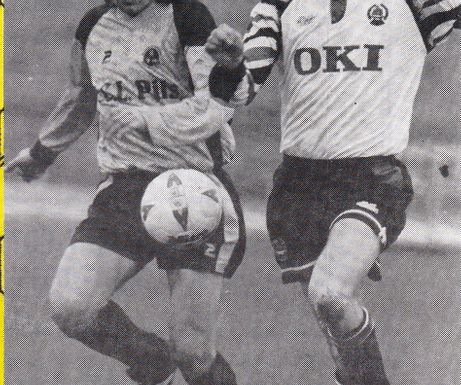 Willie Irvine challenges for the ball against Clyde