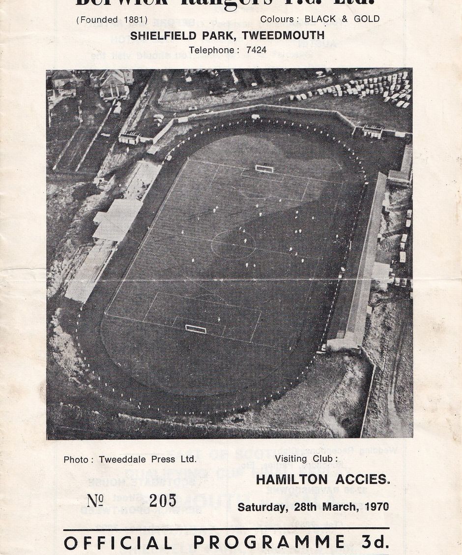 Berwick Rangers programme cover 1969/70